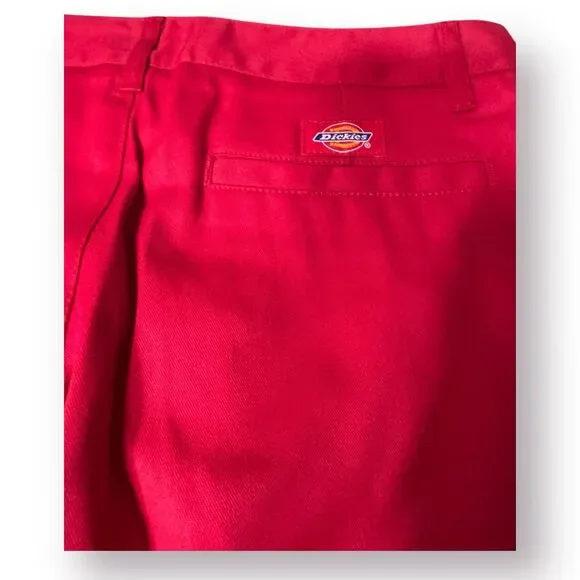Dickies DickieGirl Red Flat Front Pants Vintage 80s Straight Leg‎ Pants Size 1 - Picture 3 of 7